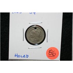 1865 Three Cent Piece, holed