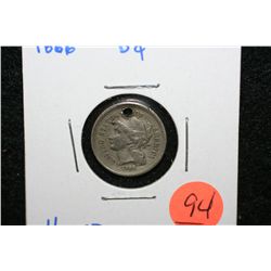 1866 Three Cent Piece, Holed
