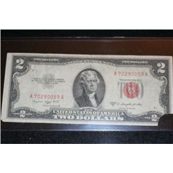 1953-B US Note $2, Red Seal, #A70290059A