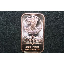 2011 Copper Ingot, .999 fine 1 oz.