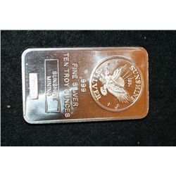 1984 Sunshine Silver Bullion Mining, .999 fine 10 oz.