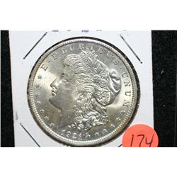 1921 Silver Morgan $1, MS63, Rev. Scratches