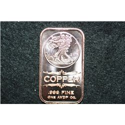 2011 Copper Ingot, .999 fine 1 oz.