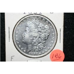 1891-S Silver Morgan $1, F