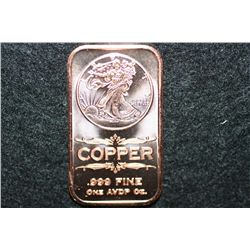 2011 Copper Ingot, .999 fine 1 oz.