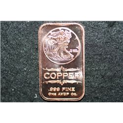 2011 Copper Ingot, .999 fine 1 oz.