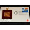Image 2 : 1981 First Day Issue 22K Gold Replica Stamp w/stamps, Space Achievement Shuttle Returning to Earth