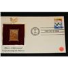 Image 1 : 1981 First Day Issue 22K Gold Replica Stamp w/stamps, Space Achievement Shuttle Returning to Earth