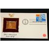 Image 1 : 1981 First Day Issue 22K Gold Replica Stamp w/stamps, Space Achievement Shuttle Lift-Off