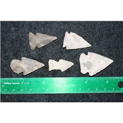 Vintage Indian Arrowhead, lot of 5