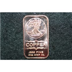 2011 Copper Ingot, .999 fine 1 oz.