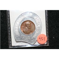 1968-D Horseshoe Hotel & Casino "Good Luck" token w/penny