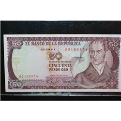 1981 Columbia 50 Pesos Oro foreign bank note