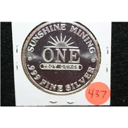 1992 Sunshine Silver Mining, .999 fine 1 oz.