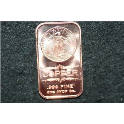 2012 Copper Ingot, .999 fine 1 oz.