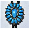 Image 1 : Zuni Turquoise Cluster Sterling Silver Bolo Tie - L.W.