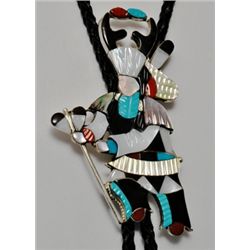 Zuni Multi-Stone Kachina Sterling Silver Bolo Tie - Jonathan Beyuka