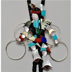 Zuni Multi-Stone Kachina Sterling Silver Bolo Tie - Jonathan Beyuka
