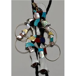 Zuni Multi-Stone Kachina Sterling Silver Bolo Tie - Jonathan Beyuka