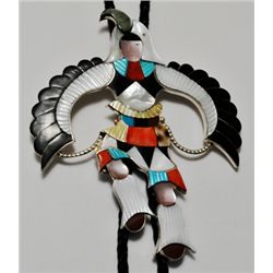 Zuni Multi-Stone Kachina Sterling Silver Bolo Tie - Jonathan Beyuka