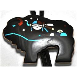 Zuni Multi-Stone Siwolloh Buffalo Bolo Tie - Harlan & Monica Coonsis