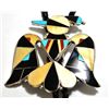 Image 1 : Zuni Golden Mother of Pearl Inlay Thunderbird Bolo - Rosie Tekala