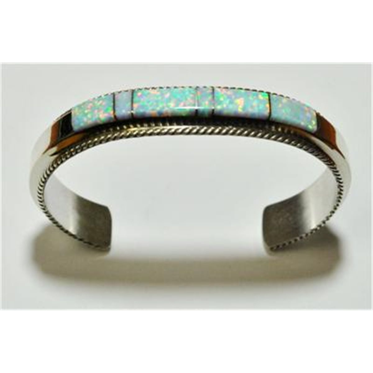 Navajo Opal Inlay Sterling Silver Cuff Bracelet Fran Yazzie