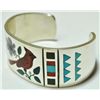 Image 2 : Zuni Cardinal Inlay Sterling Silver Cuff Bracelet - Rudell & Nancy Laconsello