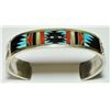 Image 1 : Zuni Multi-Stone Inlay Sterling Silver Cuff Bracelet - C. Dishta