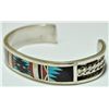 Image 2 : Zuni Multi-Stone Inlay Sterling Silver Cuff Bracelet - C. Dishta