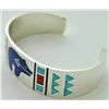 Image 2 : Zuni Multi-Stone Inlay Bear Sterling Silver Cuff Bracelet - Rudell & Nancy Laconsello