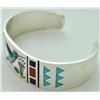 Image 2 : Zuni Multi-Stone Inlay Hummingbird Sterling Silver Cuff Bracelet - Rudell & Nancy Laconsello