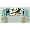 Image 1 : Zuni Multi-Stone Inlay Cardinal Sterling Silver Cuff Bracelet - Rudell & Nancy Laconsello