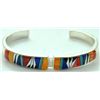 Image 1 : Navajo Multi-Stone Inlay Sterling Silver Cuff Bracelet - Calvin Begay