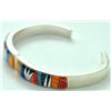 Image 2 : Navajo Multi-Stone Inlay Sterling Silver Cuff Bracelet - Calvin Begay