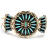Image 1 : Zuni Turquoise Cluster Sterling Silver Bracelet - Gerald Etsate