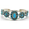 Image 1 : Navajo Turquoise Cluster Sterling Silver Bracelet - Nathaniel Curley