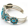 Image 2 : Navajo Turquoise Cluster Sterling Silver Bracelet - Nathaniel Curley