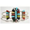 Image 1 : Zuni Multi-Stone Sterling Silver Cuff Bracelet - Vera Halusewa