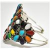 Image 2 : Navajo Multi-Stone Cluster Sterling Silver Cuff Bracelet - Juliana Williams