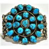 Image 1 : Navajo Turquoise Cluster Sterling Silver Cuff Bracelet - RB