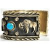 Image 2 : Navajo Turquoise Sterling Silver Buffalo Cuff Bracelet - RB