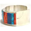 Image 3 : Navajo Multi-Stone Sterling Silver Cuff Bracelet - H. Smith