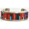 Image 1 : Navajo Multi-Stone Sun Face Sterling Silver Cuff Bracelet - H. Smith