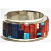 Image 2 : Navajo Multi-Stone Sun Face Sterling Silver Cuff Bracelet - H. Smith