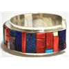Image 3 : Navajo Multi-Stone Sun Face Sterling Silver Cuff Bracelet - H. Smith