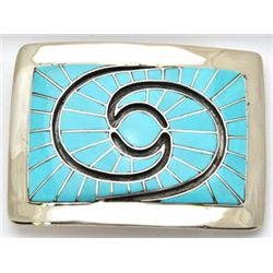 Zuni Turquoise Sterling Silver Buckle - Amy Quandelacy