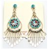 Image 1 : Zuni Multi-Stone Sun Face Sterling Silver Hanger Post Earrings - PB