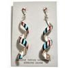 Image 1 : Zuni Multi-Stone Spiraling Sterling Silver Post Earrings