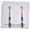 Image 1 : Navajo Multi-Stone Sterling Silver Post Earrings - Calvin Begay